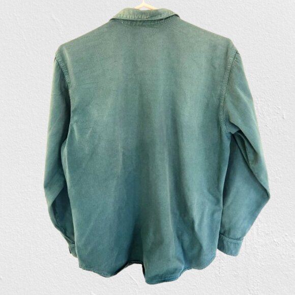 Vintage Monique Fashions Western Blouse, Oversized | 90's Teal Green Denim Shirt - Picture 3 of 12
